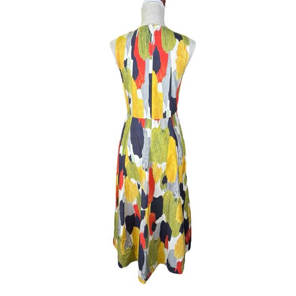 COS Women's 6 Watercolor Hi-low Midi Dress Cotton Sleeveless Swing Artsy Unique - Picture 5 of 10